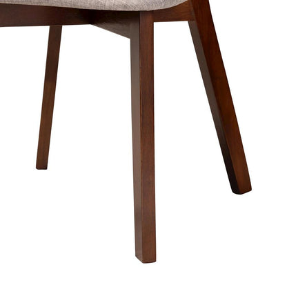 Grey Fabric and Walnut Brown Finished Wood Dining Chair