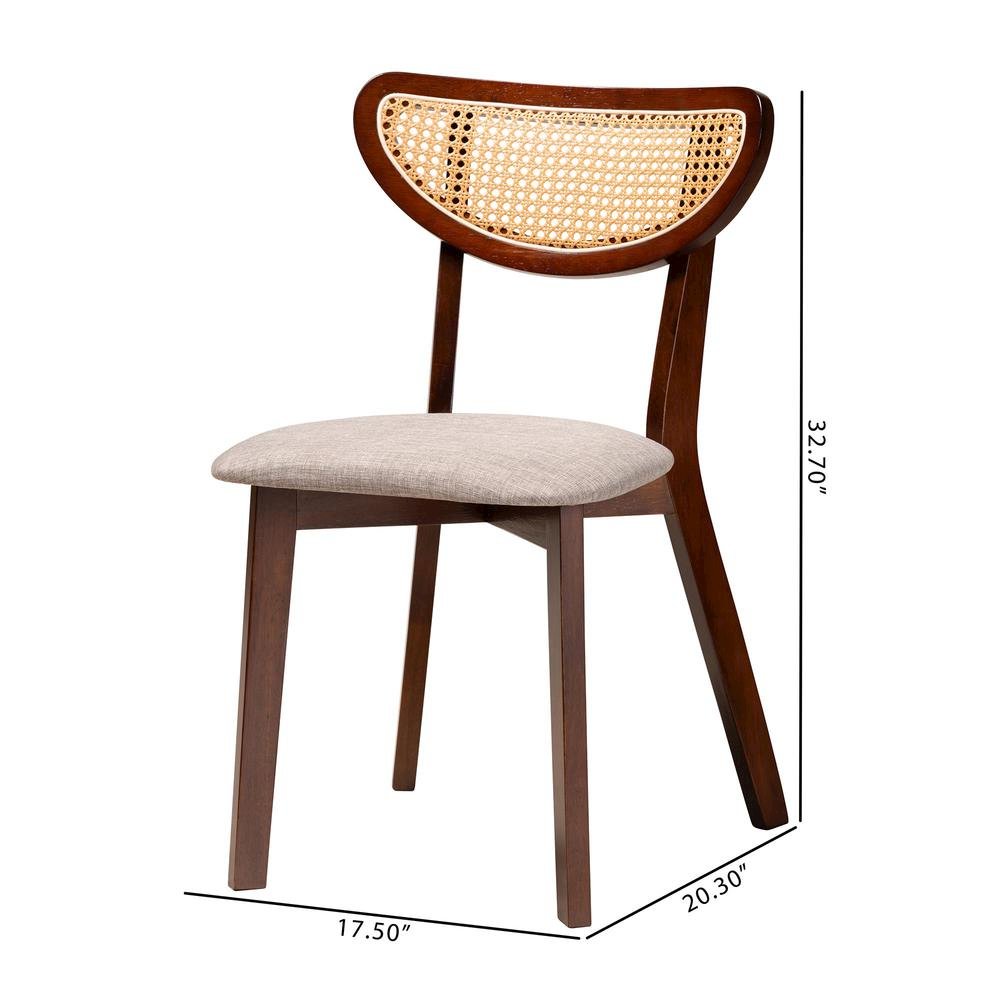 Grey Fabric and Walnut Brown Finished Wood Dining Chair