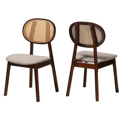 Grey Fabric and Walnut Brown Finished Wood 2-Piece Dining Chair Set