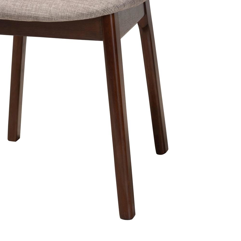 Grey Fabric and Walnut Brown Finished Wood 2-Piece Dining Chair Set