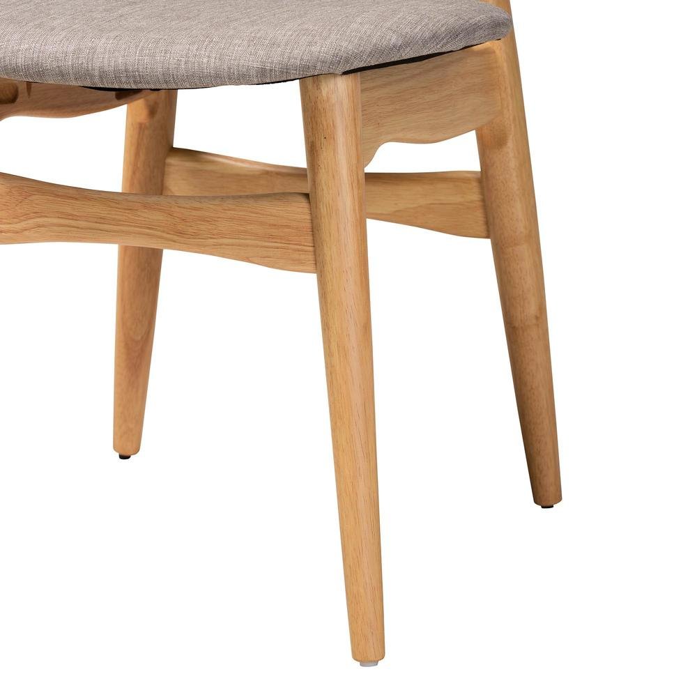 Grey Fabric and Natural Oak Finished Wood 7-Piece Dining Set