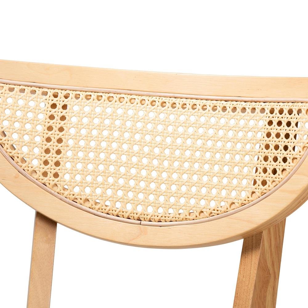 Grey Fabric and Natural Oak Finished Wood Dining Chair