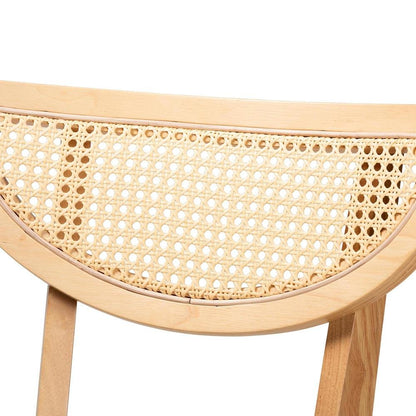 Grey Fabric and Natural Oak Finished Wood Dining Chair