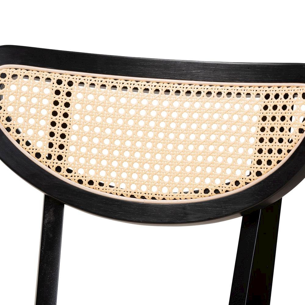 Cream Fabric and Black Finished Wood 7-Piece Dining Set