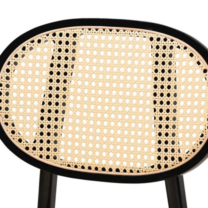 Cream Fabric and Black Finished Wood 2-Piece Dining Chair Set