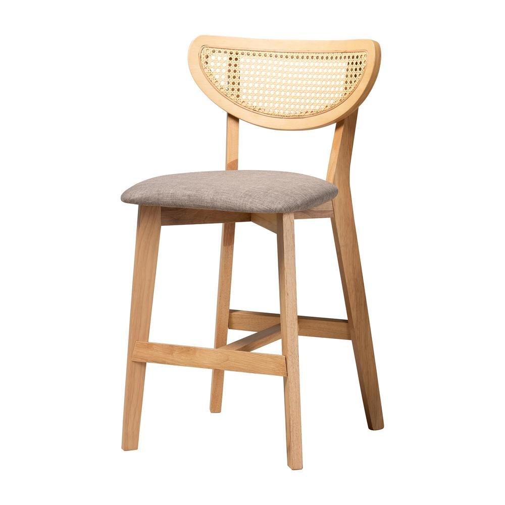 Grey Fabric and Natural Oak Finished Wood 5-Piece Pub Set