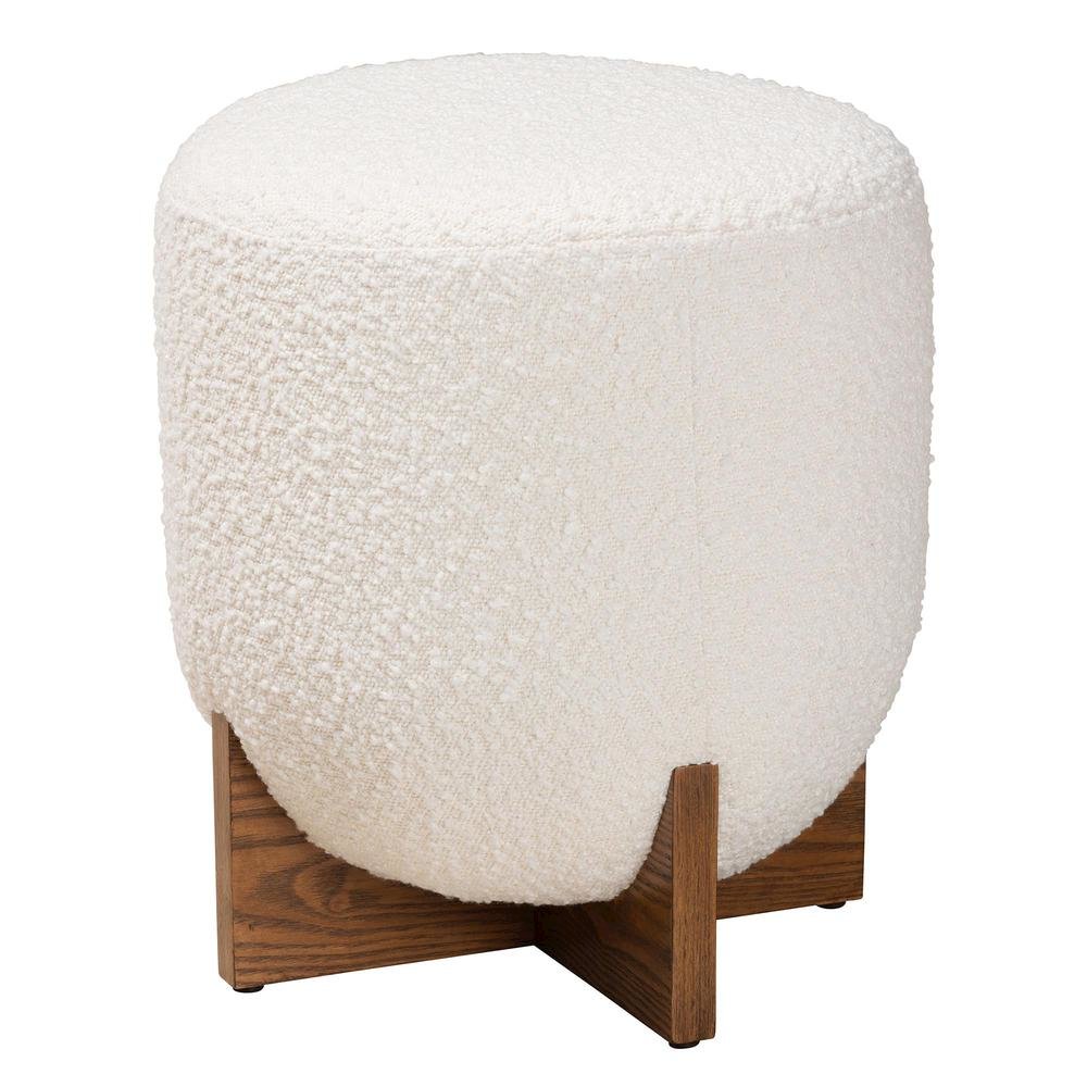 Walnut Brown Finished Wood Ottoman Footstool