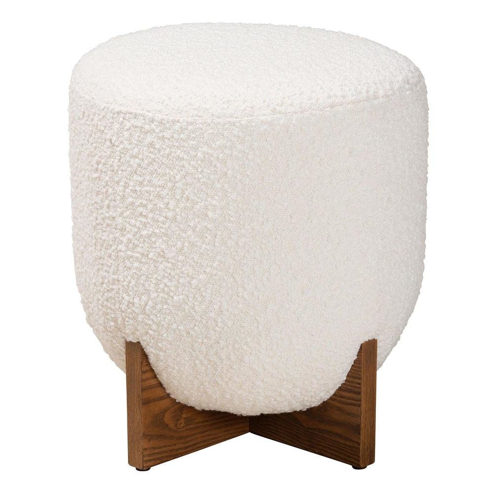 Walnut Brown Finished Wood Ottoman Footstool