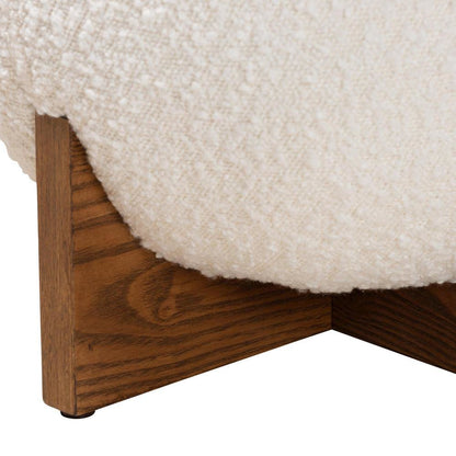 Walnut Brown Finished Wood Ottoman Footstool