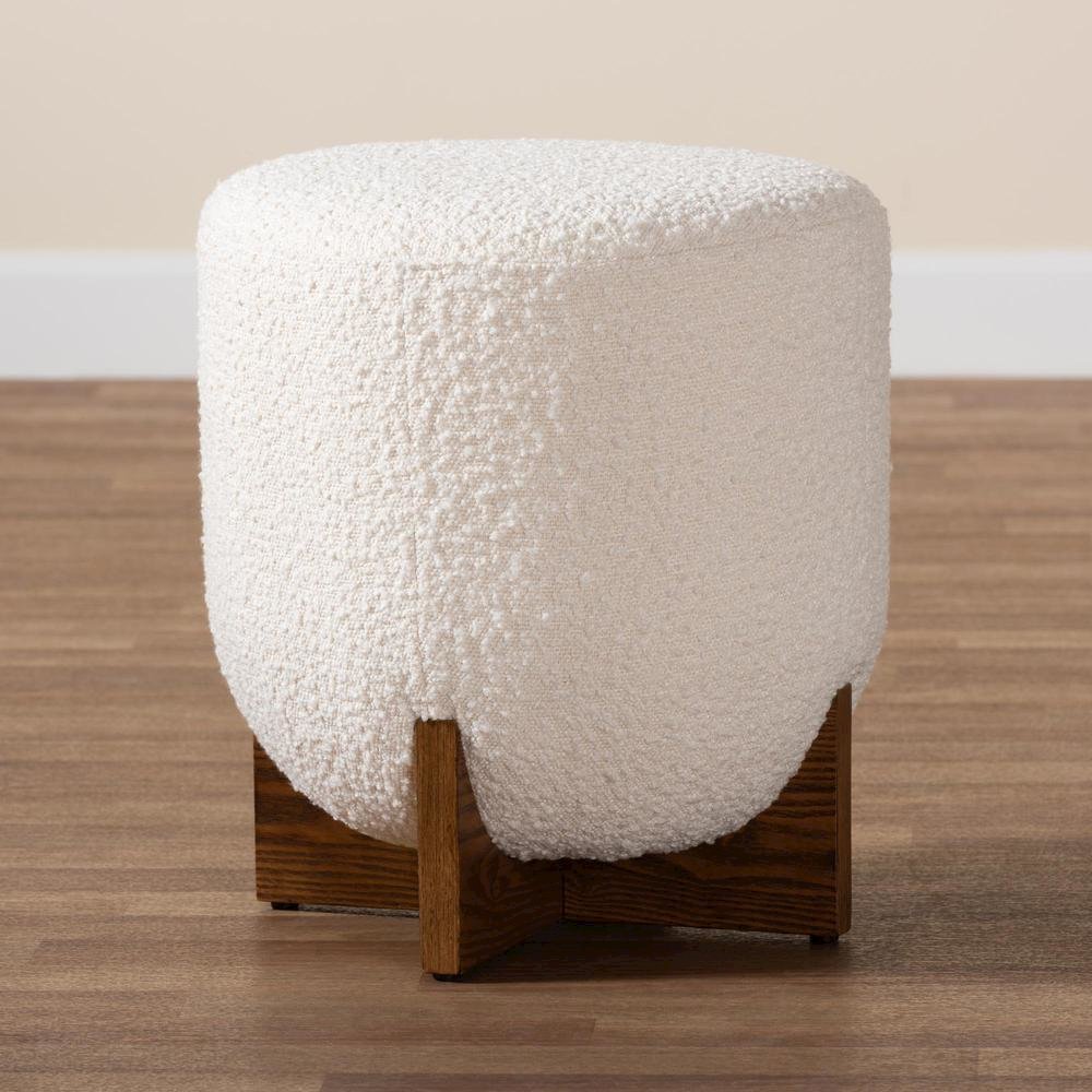 Walnut Brown Finished Wood Ottoman Footstool