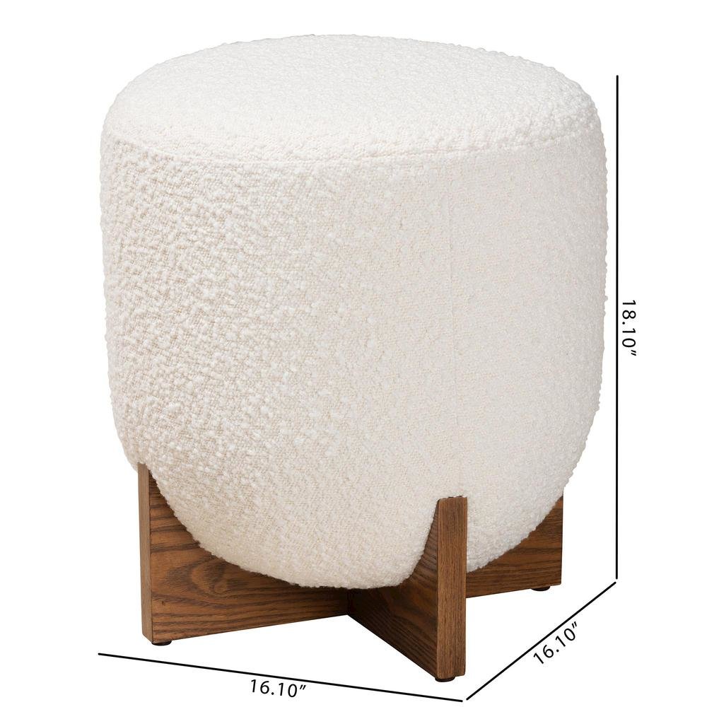 Walnut Brown Finished Wood Ottoman Footstool