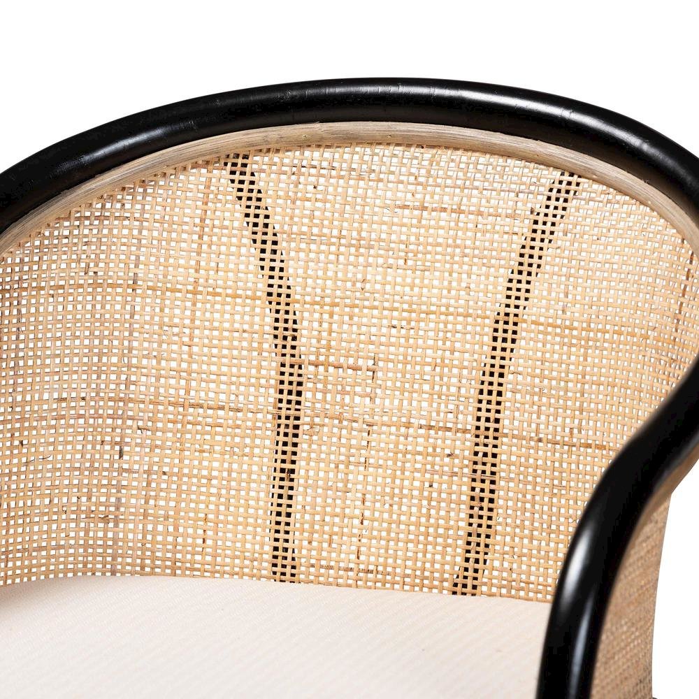 Bohemian Two-Tone Black and Natural Brown Rattan Counter Stool