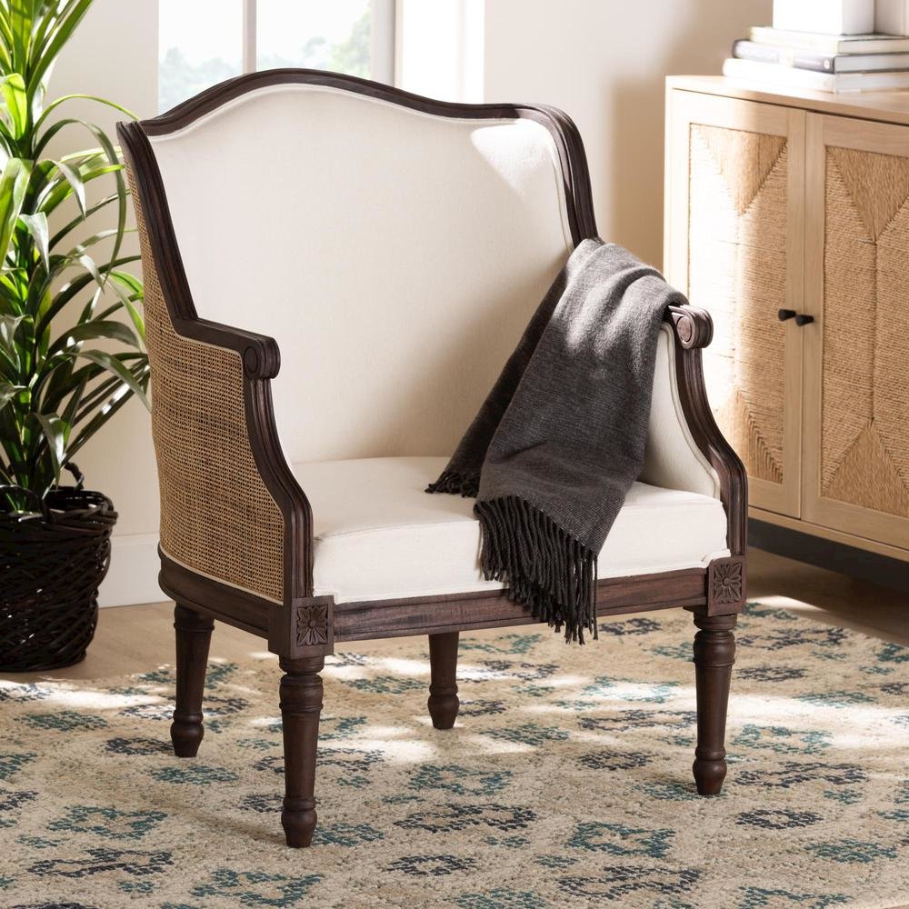 Dark Brown Finished Wood Accent Chair