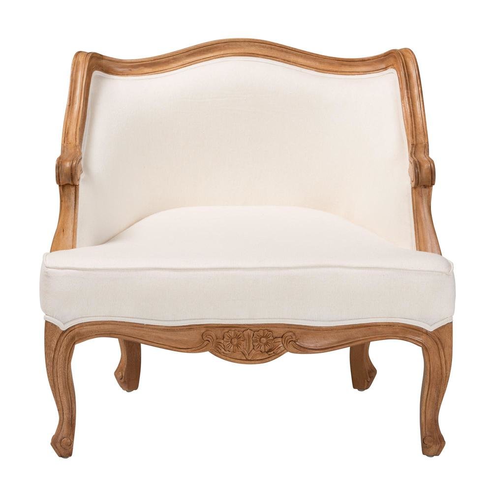 Honey Oak Finished Wood Low Seat Accent Chair