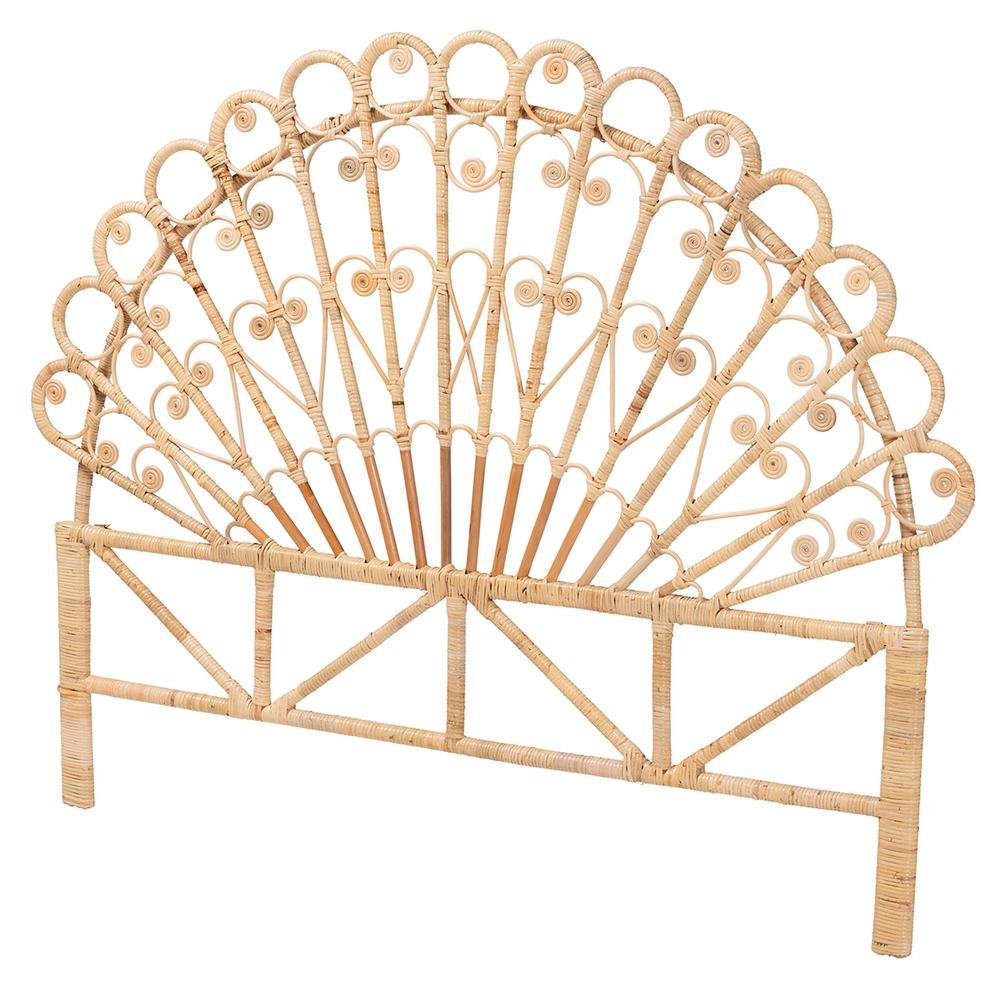 Bohemian Natural Brown Rattan Queen Size Standalone Headboard