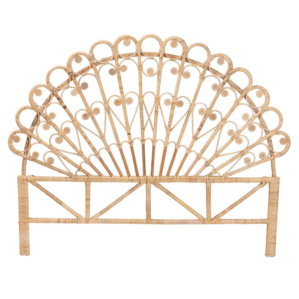 Bohemian Natural Brown Rattan Queen Size Standalone Headboard