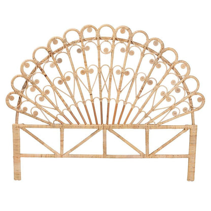 Bohemian Natural Brown Rattan Queen Size Standalone Headboard