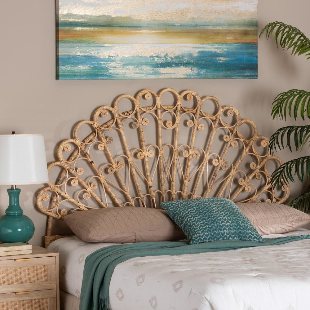 Bohemian Natural Brown Rattan Queen Size Standalone Headboard