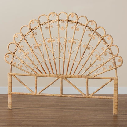 Bohemian Natural Brown Rattan Queen Size Standalone Headboard