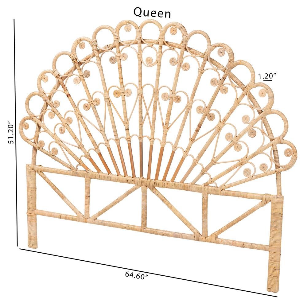 Bohemian Natural Brown Rattan Queen Size Standalone Headboard