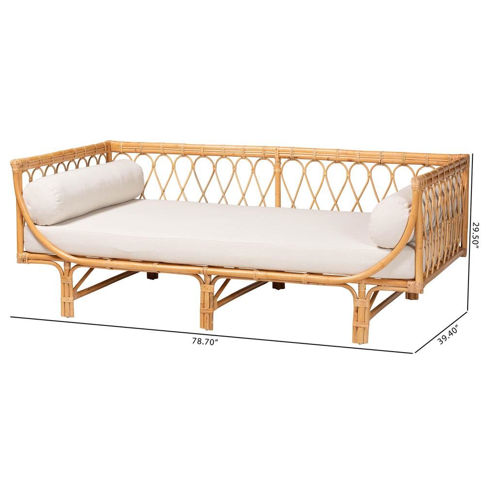 bali & pari Davida Modern Bohemian Natural Brown Rattan Daybed