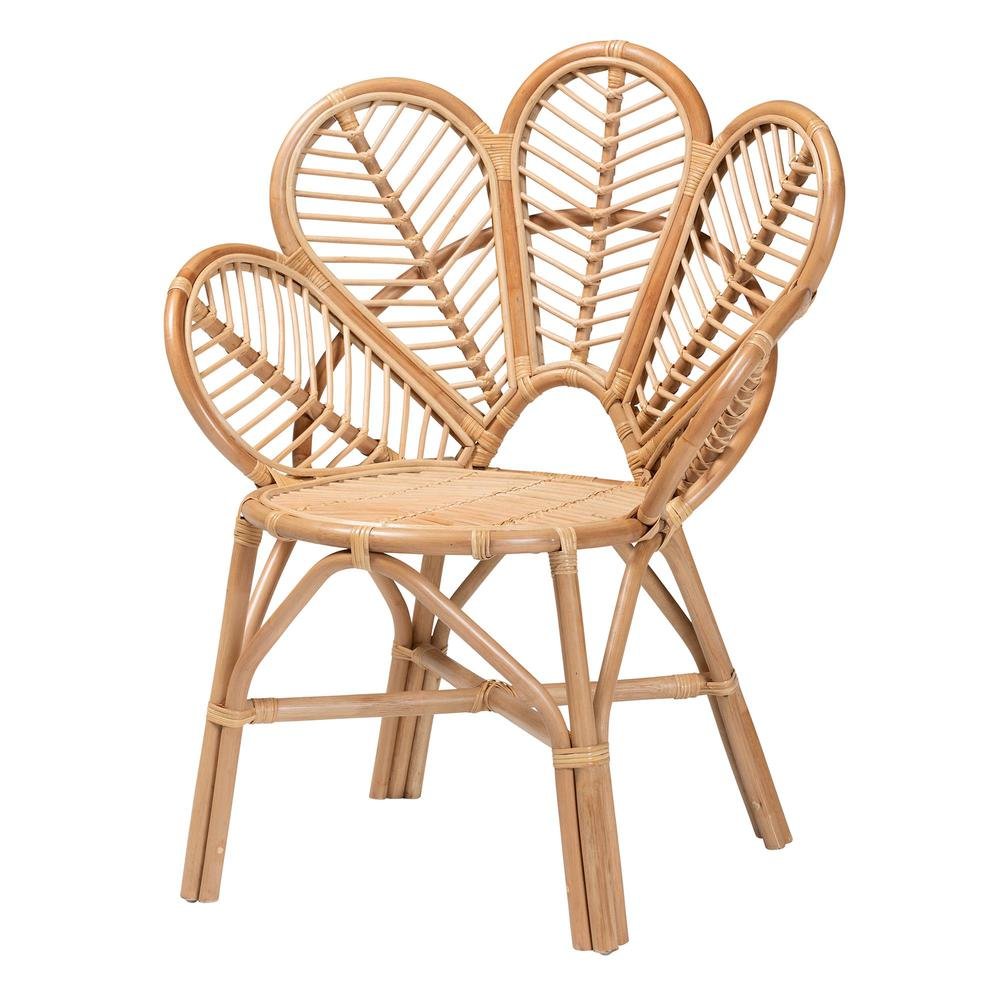 bali & pari Eliava Modern Bohemian Natural Rattan Flower Accent Chair
