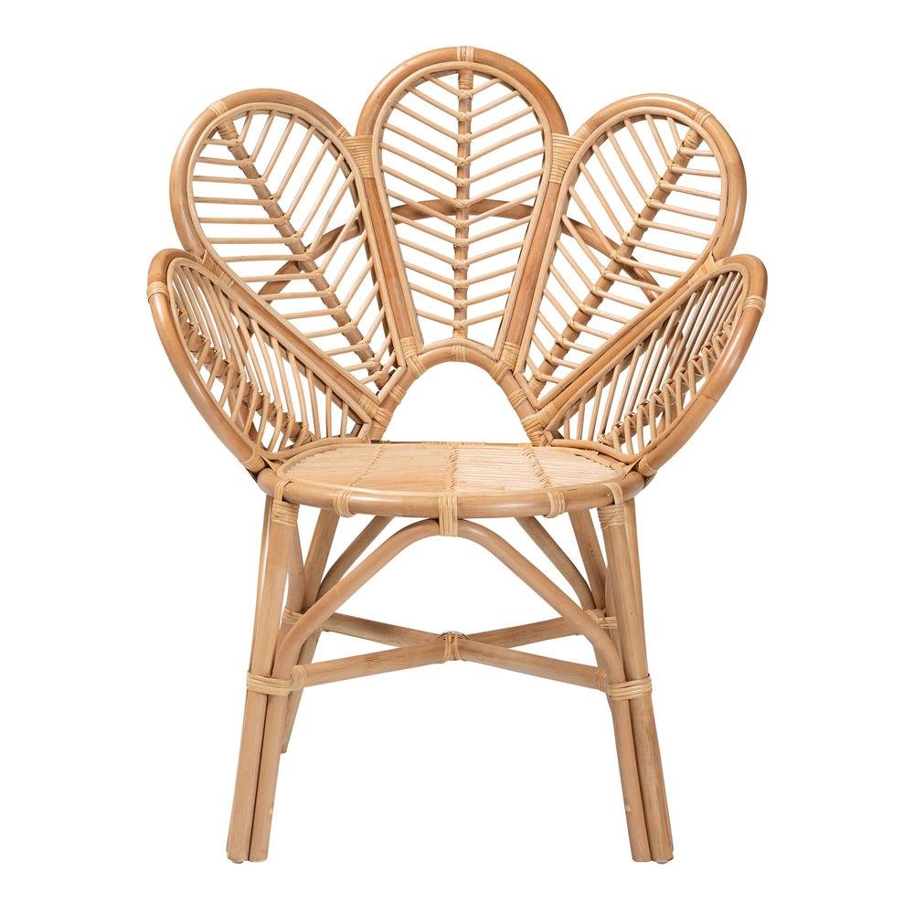 bali & pari Eliava Modern Bohemian Natural Rattan Flower Accent Chair
