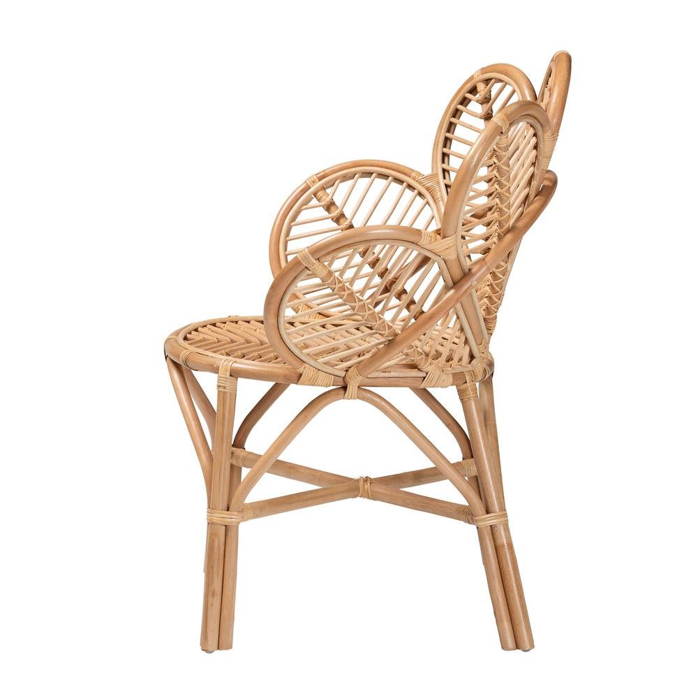bali & pari Eliava Modern Bohemian Natural Rattan Flower Accent Chair