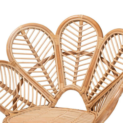 bali & pari Eliava Modern Bohemian Natural Rattan Flower Accent Chair
