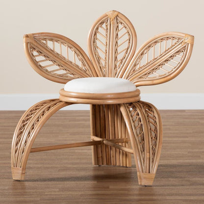bali & pari Gresham Modern Bohemian Natural Rattan Leaf Accent Chair