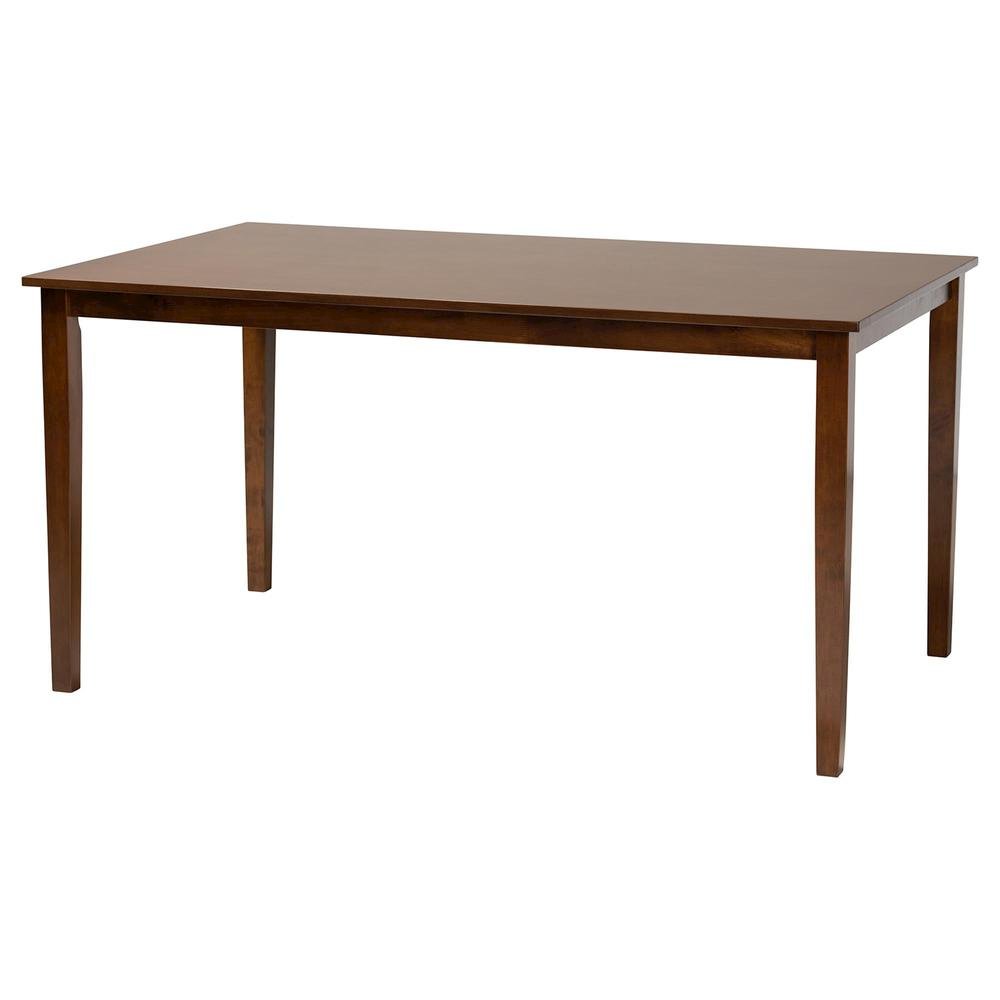Walnut Brown Finished Wood and Woven Rattan 7-Piece Dining Set