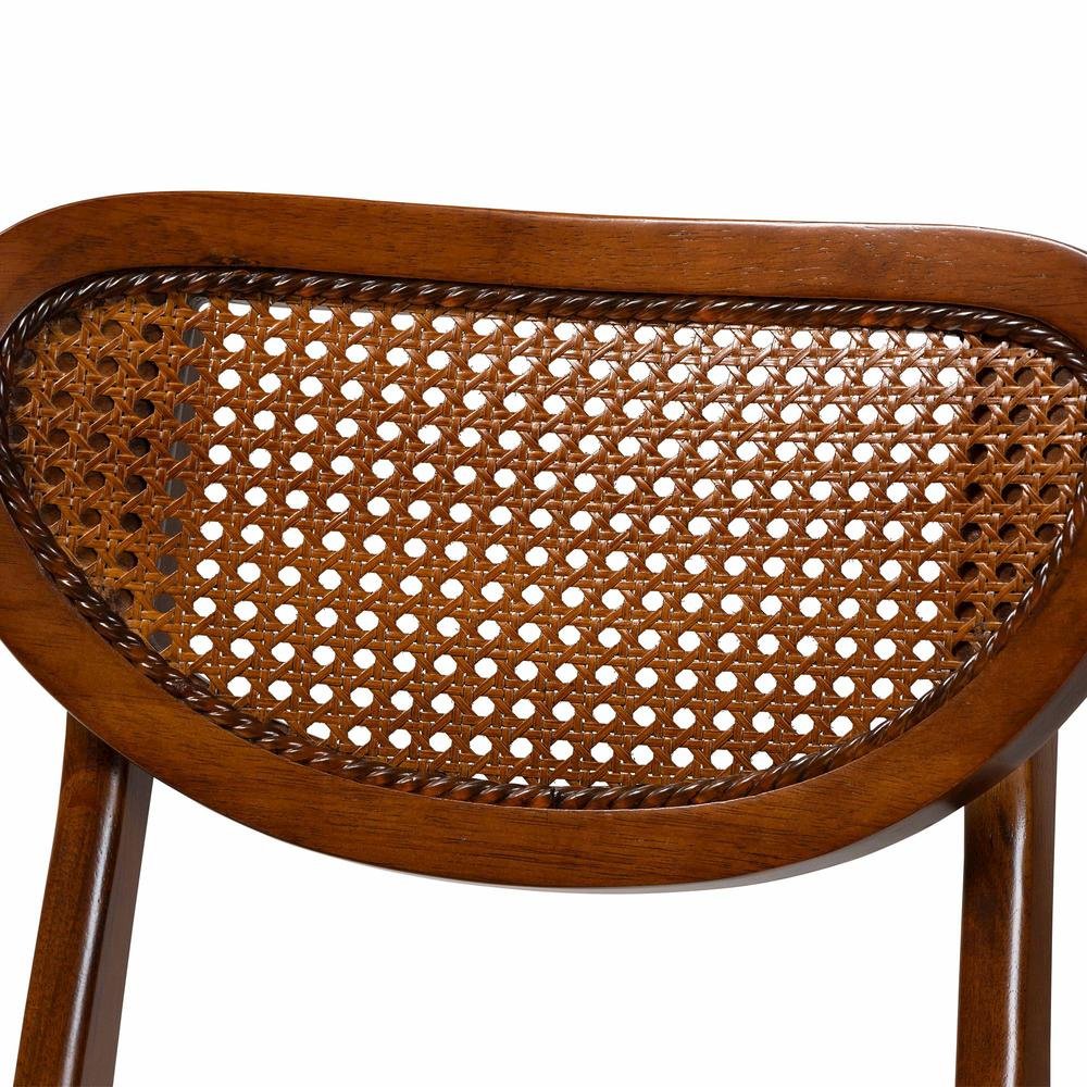 Walnut Brown Finished Wood and Woven Rattan 5-Piece Dining Set