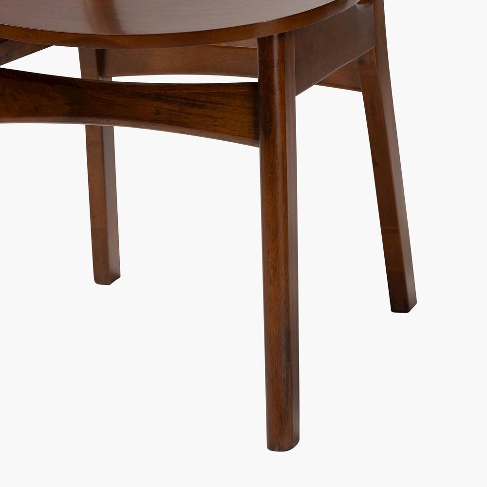 Walnut Brown Finished Wood and Rattan 2-Piece Dining Chair Set