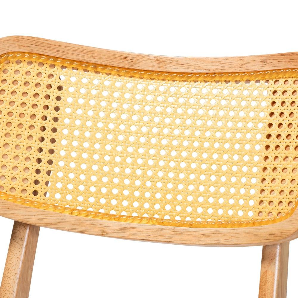 Oak Brown Finished Wood and Rattan 2-Piece Dining Chair Set