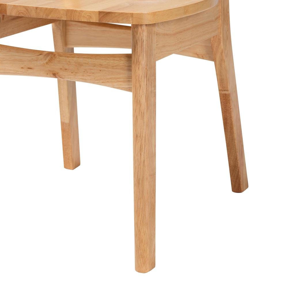 Oak Brown Finished Wood and Rattan 2-Piece Dining Chair Set