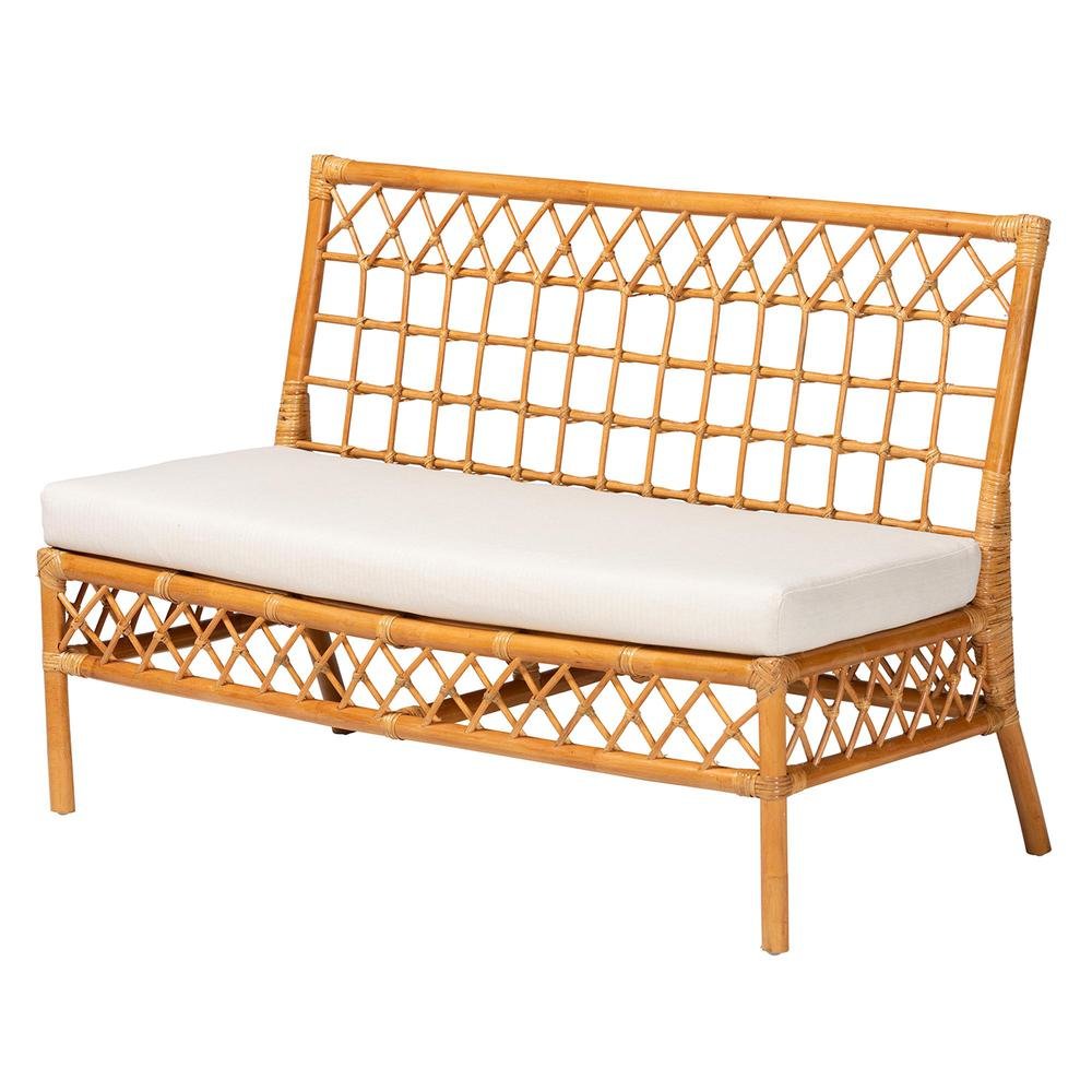 Capella Modern Bohemian Honey Rattan Dining Bench