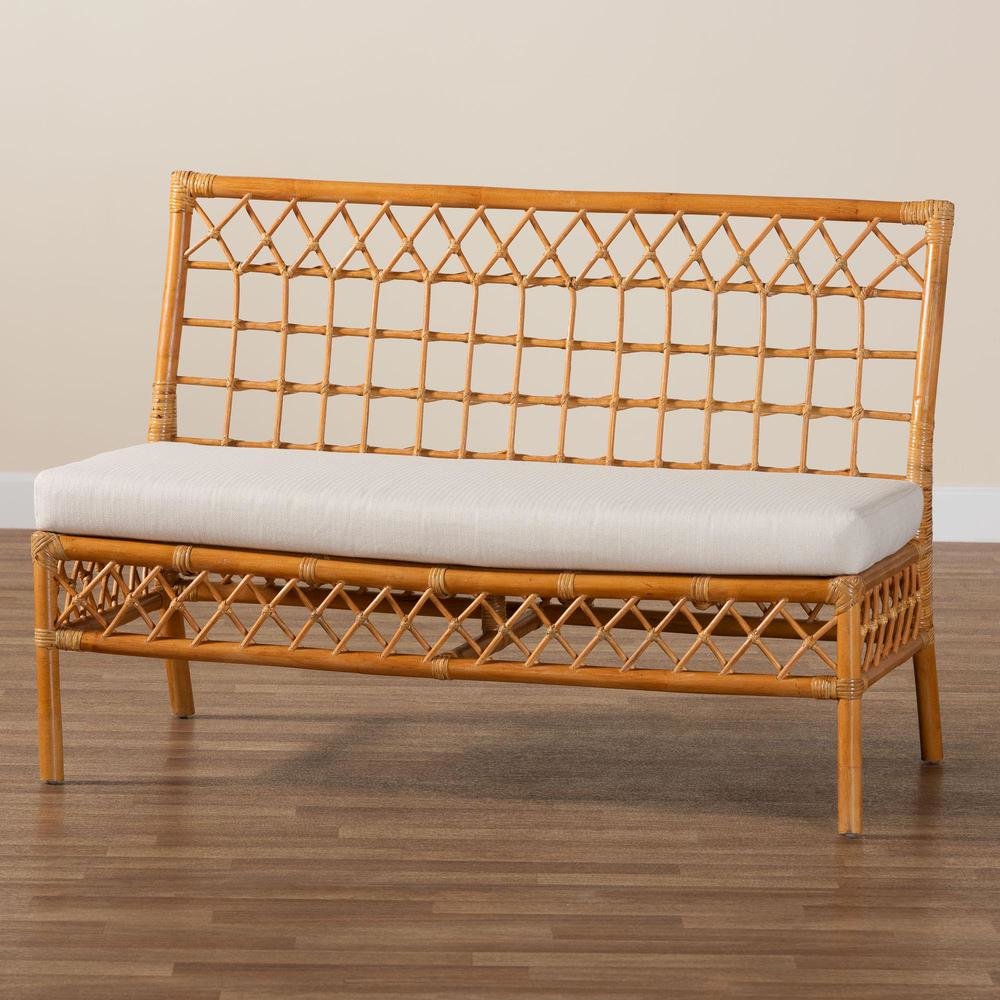 Capella Modern Bohemian Honey Rattan Dining Bench