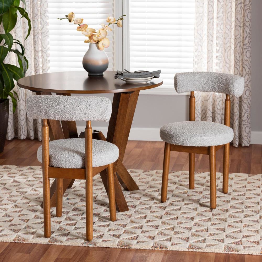 Walnut Brown Finished Wood 2-Piece Dining Chair Set