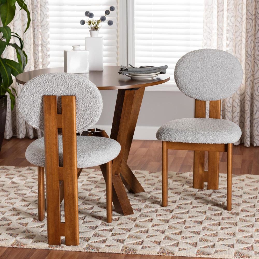 Walnut Brown Finished Wood 2-Piece Dining Chair Set