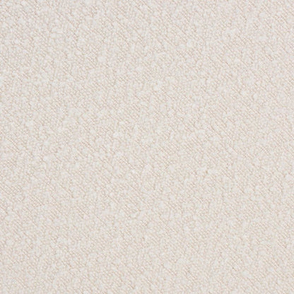 Japandi Cream Boucle Fabric and Walnut Brown Finished Wood Ottoman Footstool