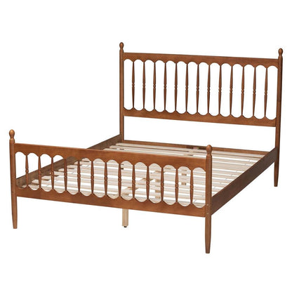 Deance Retro-Modern Walnut Brown Finished Wood Queen Size Platform Bed