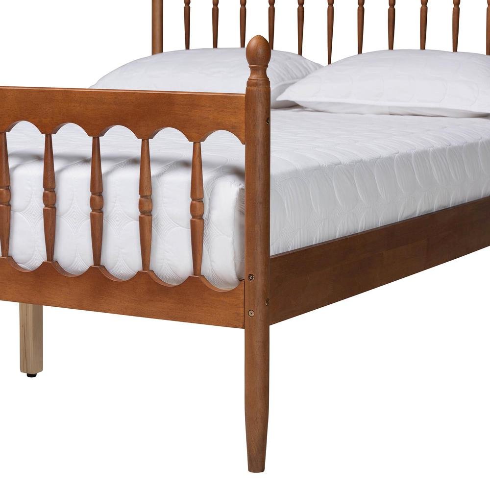 Deance Retro-Modern Walnut Brown Finished Wood Queen Size Platform Bed