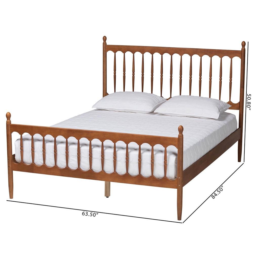 Deance Retro-Modern Walnut Brown Finished Wood Queen Size Platform Bed