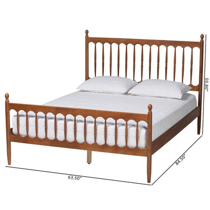 Deance Retro-Modern Walnut Brown Finished Wood Queen Size Platform Bed