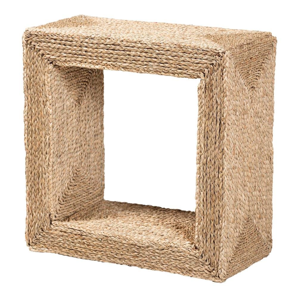Adonica Modern Bohemian Natural Brown Jute and Wood End Table