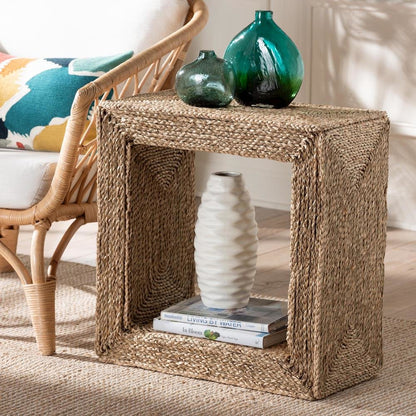 Adonica Modern Bohemian Natural Brown Jute and Wood End Table