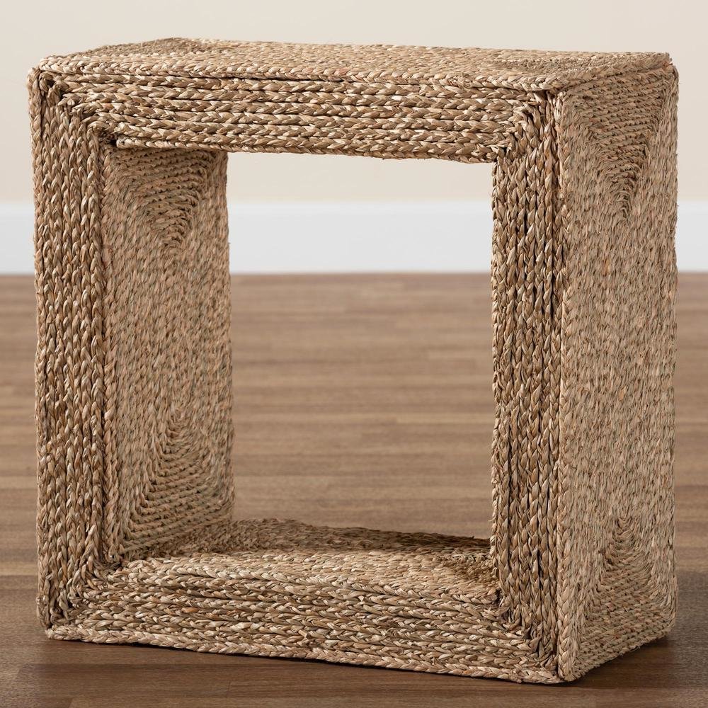 Adonica Modern Bohemian Natural Brown Jute and Wood End Table