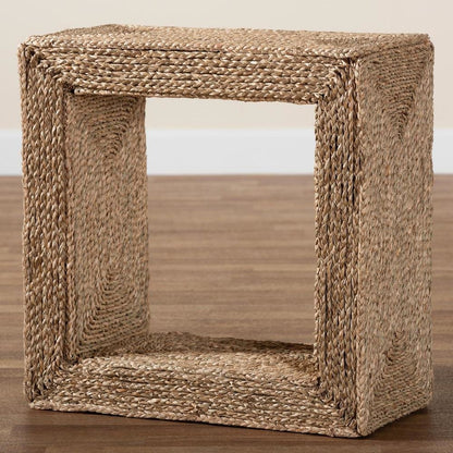 Adonica Modern Bohemian Natural Brown Jute and Wood End Table