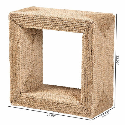 Adonica Modern Bohemian Natural Brown Jute and Wood End Table