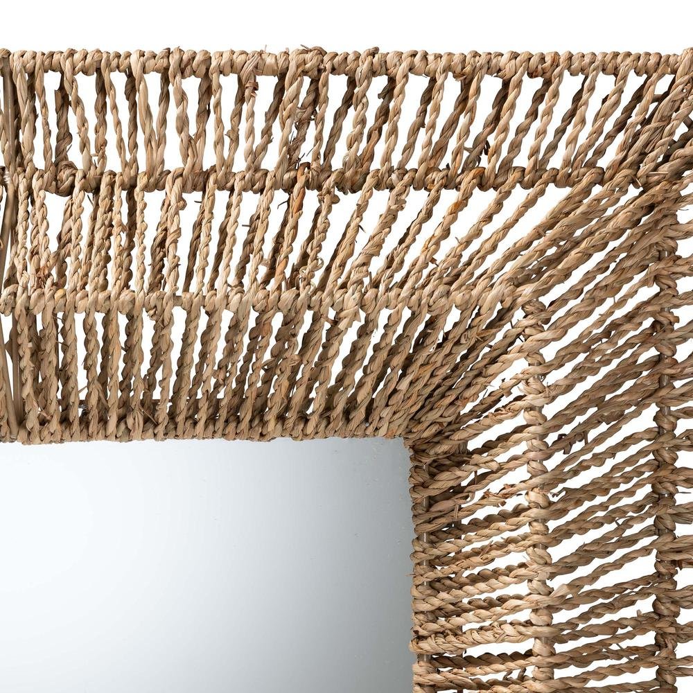 Bohemian Metal and Natural Brown Seagrass Accent Wall Mirror